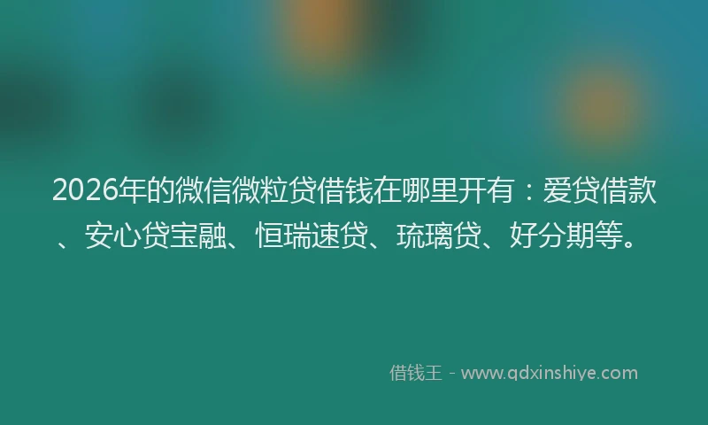 2026年的微信微粒贷借钱在哪里开有：爱贷借款、安心贷宝融、恒瑞速贷、琉璃贷、好分期等。
