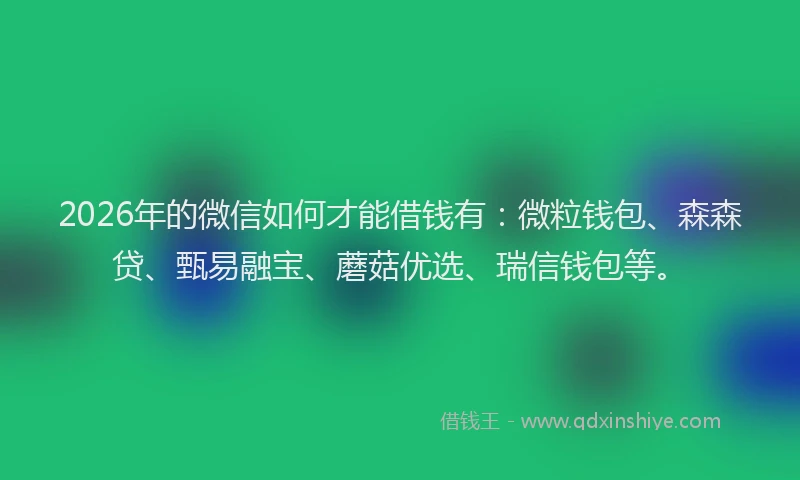 2026年的微信如何才能借钱有：微粒钱包、森森贷、甄易融宝、蘑菇优选、瑞信钱包等。