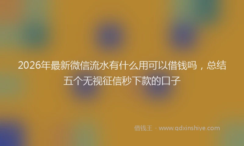 2026年最新微信流水有什么用可以借钱吗，总结五个无视征信秒下款的口子