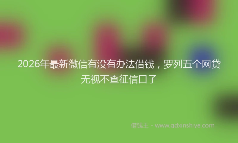2026年最新微信有没有办法借钱，罗列五个网贷无视不查征信口子