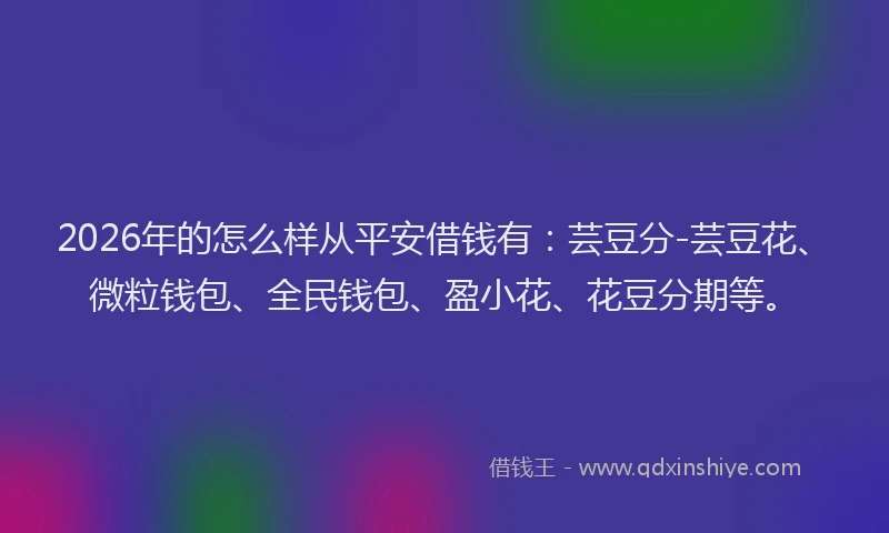 2026年的怎么样从平安借钱有：芸豆分-芸豆花、微粒钱包、全民钱包、盈小花、花豆分期等。