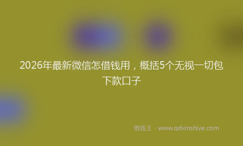 2026年最新微信怎借钱用，概括5个无视一切包下款口子