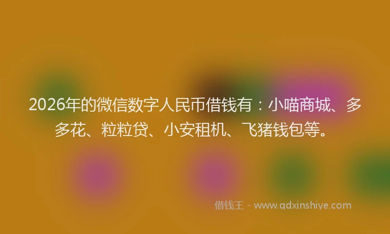 2026年的微信数字人民币借钱有：小喵商城、多多花、粒粒贷、小安租机、飞猪钱包等。