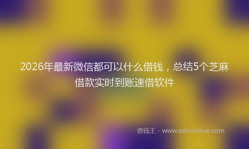 2026年最新微信都可以什么借钱，总结5个芝麻借款实时到账速借软件