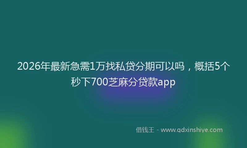 2026年最新急需1万找私贷分期可以吗，概括5个秒下700芝麻分贷款app