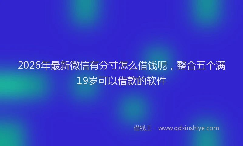 2026年最新微信有分寸怎么借钱呢，整合五个满19岁可以借款的软件