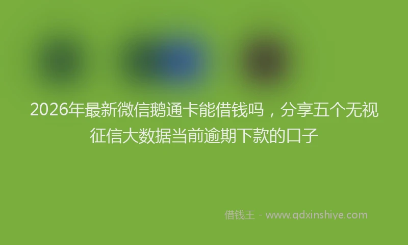 2026年最新微信鹅通卡能借钱吗，分享五个无视征信大数据当前逾期下款的口子
