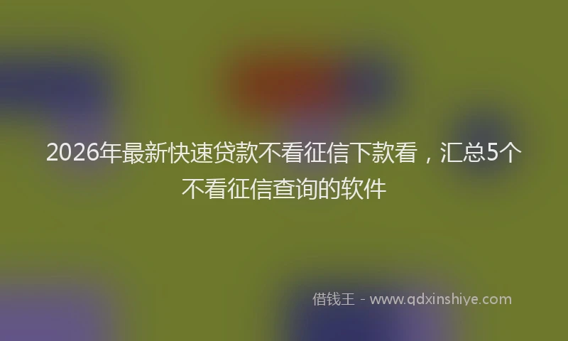 2026年最新快速贷款不看征信下款看，汇总5个不看征信查询的软件