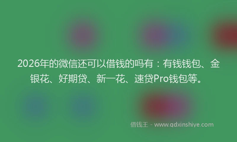 2026年的微信还可以借钱的吗有：有钱钱包、金银花、好期贷、新一花、速贷Pro钱包等。