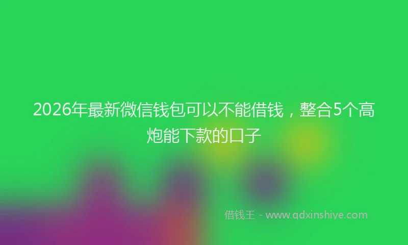 2026年最新微信钱包可以不能借钱，整合5个高炮能下款的口子