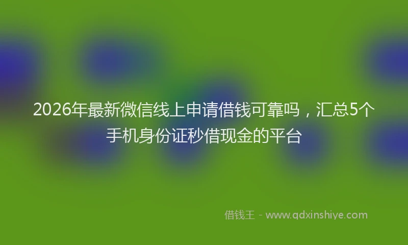 2026年最新微信线上申请借钱可靠吗，汇总5个手机身份证秒借现金的平台