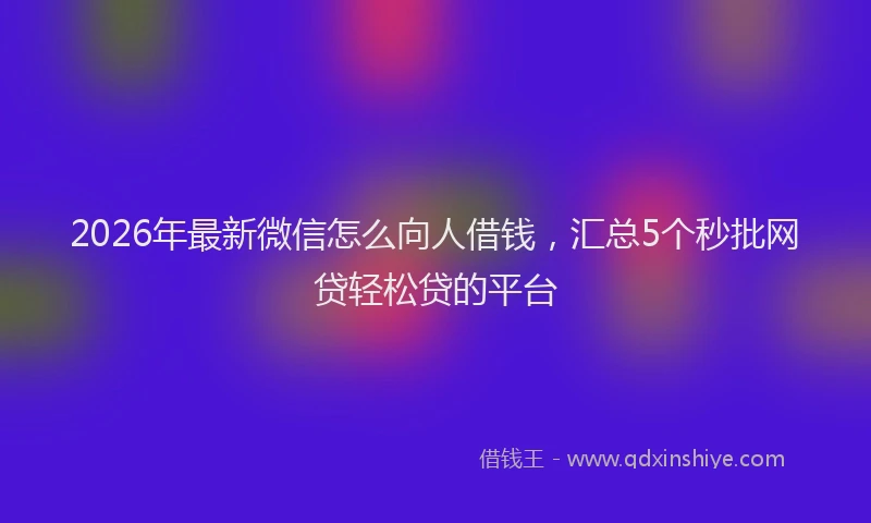2026年最新微信怎么向人借钱，汇总5个秒批网贷轻松贷的平台