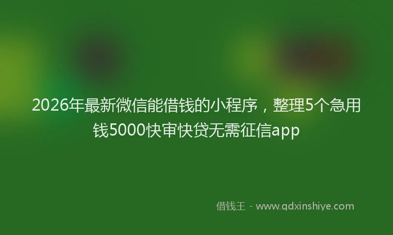2026年最新微信能借钱的小程序，整理5个急用钱5000快审快贷无需征信app