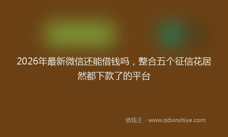 2026年最新微信还能借钱吗，整合五个征信花居然都下款了的平台