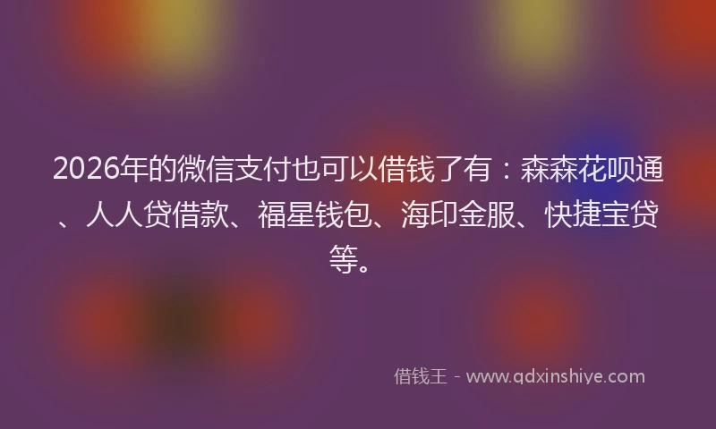 2026年的微信支付也可以借钱了有：森森花呗通、人人贷借款、福星钱包、海印金服、快捷宝贷等。