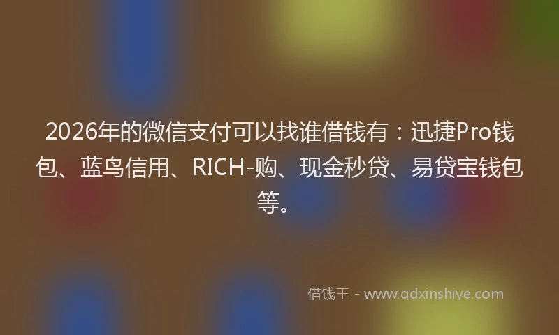 2026年的微信支付可以找谁借钱有：迅捷Pro钱包、蓝鸟信用、RICH-购、现金秒贷、易贷宝钱包等。