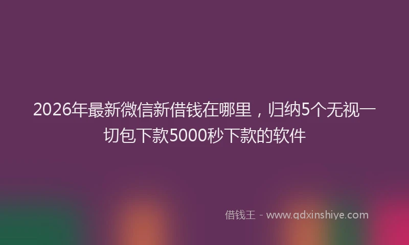 2026年最新微信新借钱在哪里，归纳5个无视一切包下款5000秒下款的软件