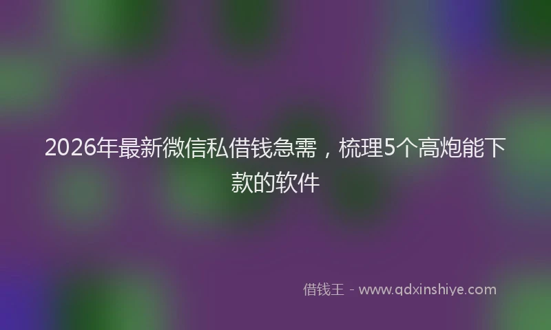 2026年最新微信私借钱急需，梳理5个高炮能下款的软件