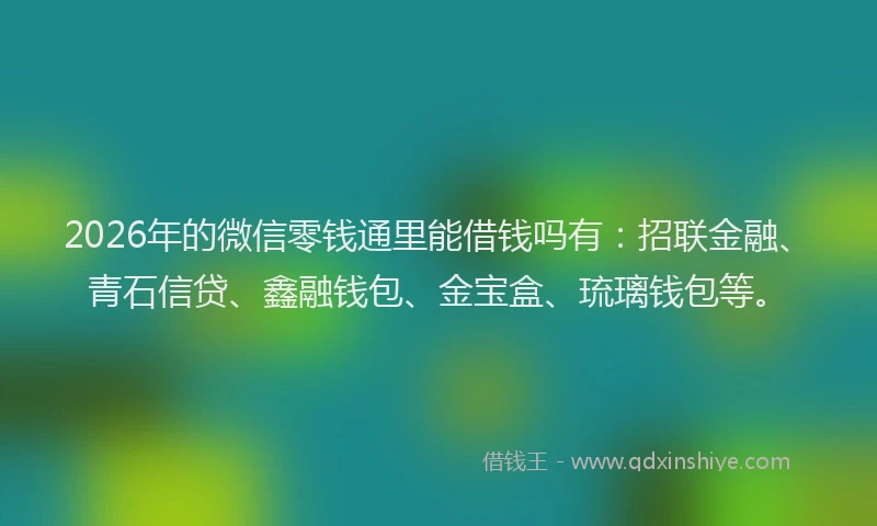 2026年的微信零钱通里能借钱吗有：招联金融、青石信贷、鑫融钱包、金宝盒、琉璃钱包等。