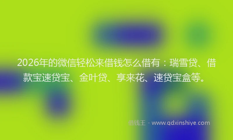 2026年的微信轻松来借钱怎么借有：瑞雪贷、借款宝速贷宝、金叶贷、享来花、速贷宝盒等。