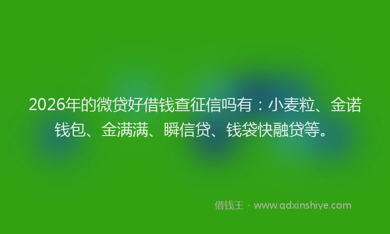 2026年的微贷好借钱查征信吗有：小麦粒、金诺钱包、金满满、瞬信贷、钱袋快融贷等。