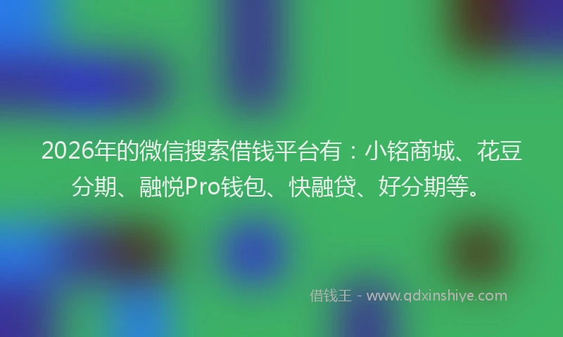 2026年的微信搜索借钱平台有：小铭商城、花豆分期、融悦Pro钱包、快融贷、好分期等。