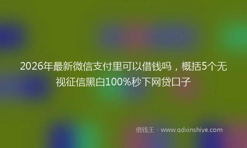 2026年最新微信支付里可以借钱吗，概括5个无视征信黑白100%秒下网贷口子