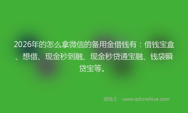 2026年的怎么拿微信的备用金借钱有：借钱宝盒、想借、现金秒到融、现金秒贷通宝融、钱袋瞬贷宝等。