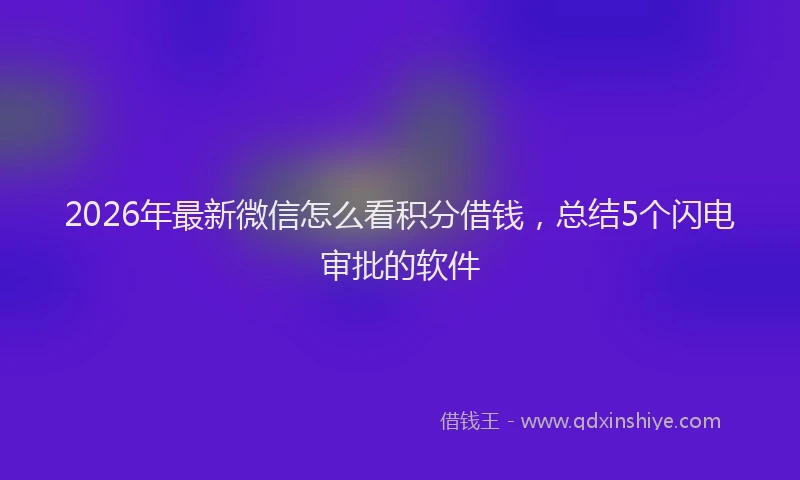 2026年最新微信怎么看积分借钱，总结5个闪电审批的软件