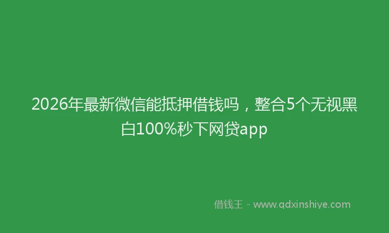 2026年最新微信能抵押借钱吗，整合5个无视黑白100%秒下网贷app