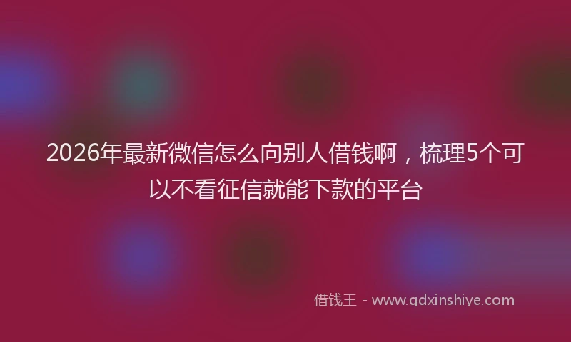 2026年最新微信怎么向别人借钱啊，梳理5个可以不看征信就能下款的平台