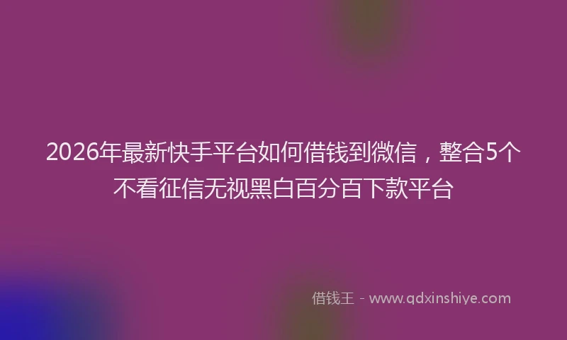 2026年最新快手平台如何借钱到微信，整合5个不看征信无视黑白百分百下款平台