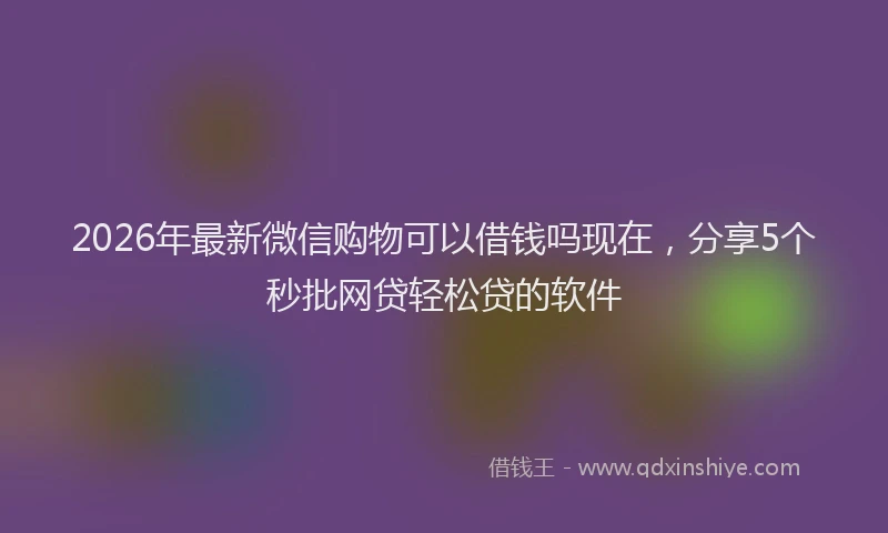 2026年最新微信购物可以借钱吗现在，分享5个秒批网贷轻松贷的软件
