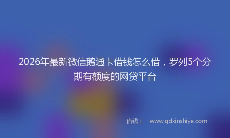 2026年最新微信鹅通卡借钱怎么借，罗列5个分期有额度的网贷平台