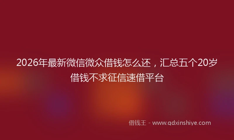 2026年最新微信微众借钱怎么还，汇总五个20岁借钱不求征信速借平台