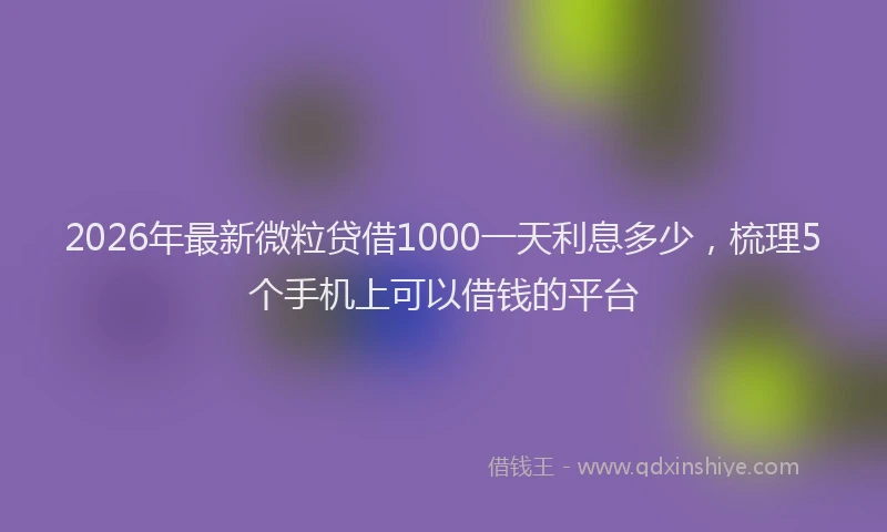 2026年最新微粒贷借1000一天利息多少，梳理5个手机上可以借钱的平台