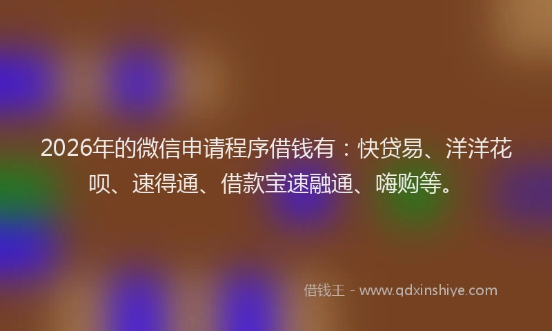 2026年的微信申请程序借钱有：快贷易、洋洋花呗、速得通、借款宝速融通、嗨购等。