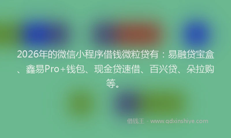 2026年的微信小程序借钱微粒贷有：易融贷宝盒、鑫易Pro+钱包、现金贷速借、百兴贷、朵拉购等。