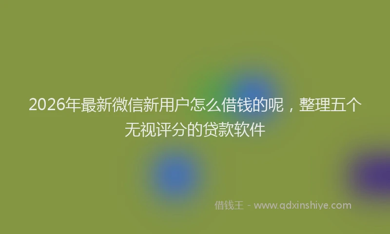 2026年最新微信新用户怎么借钱的呢，整理五个无视评分的贷款软件