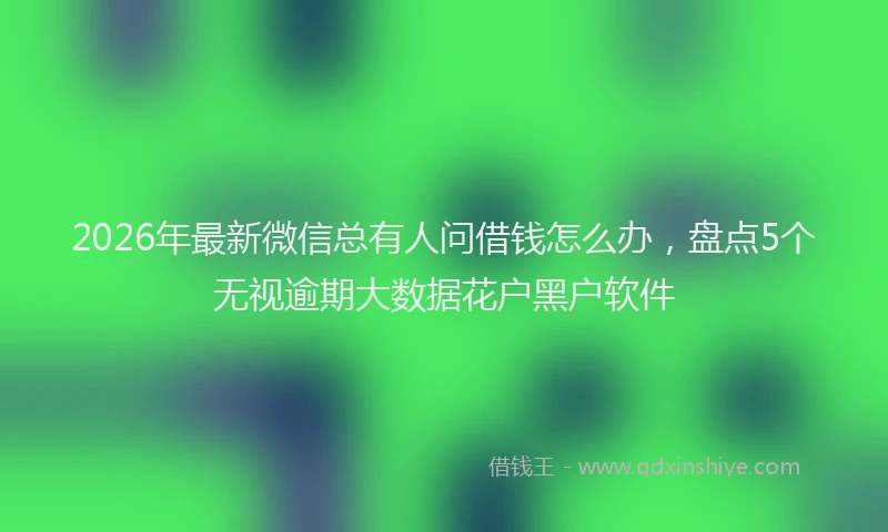 2026年最新微信总有人问借钱怎么办，盘点5个无视逾期大数据花户黑户软件