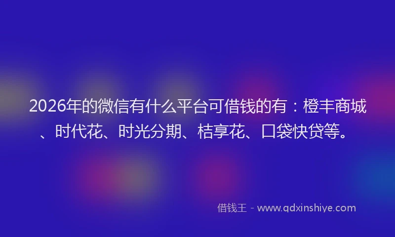 2026年的微信有什么平台可借钱的有：橙丰商城、时代花、时光分期、桔享花、口袋快贷等。