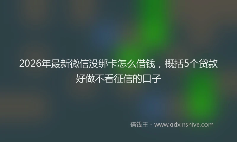 2026年最新微信没绑卡怎么借钱，概括5个贷款好做不看征信的口子
