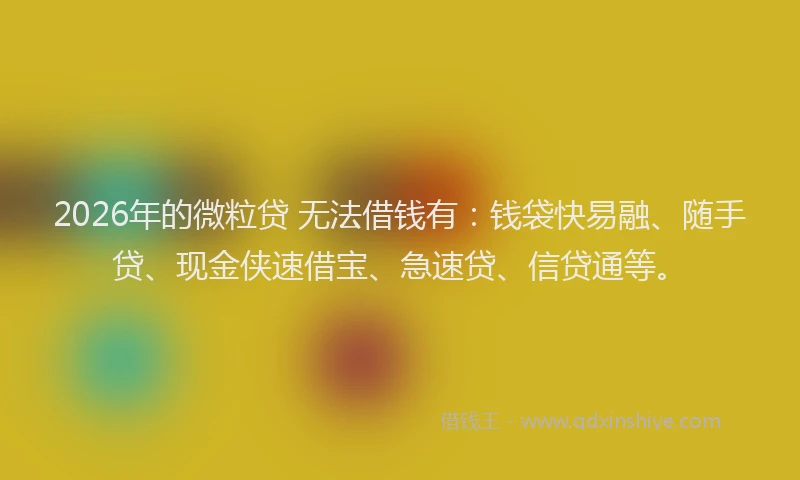 2026年的微粒贷 无法借钱有：钱袋快易融、随手贷、现金侠速借宝、急速贷、信贷通等。
