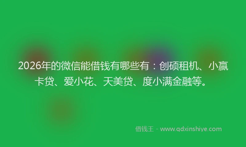 2026年的微信能借钱有哪些有：创硕租机、小赢卡贷、爱小花、天美贷、度小满金融等。