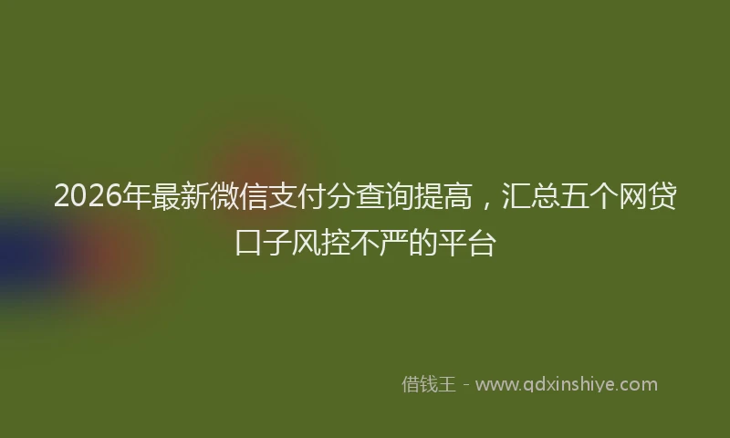 2026年最新微信支付分查询提高，汇总五个网贷口子风控不严的平台