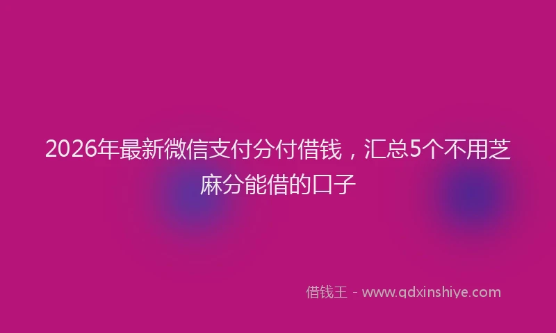 2026年最新微信支付分付借钱，汇总5个不用芝麻分能借的口子