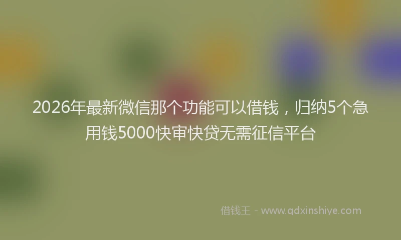 2026年最新微信那个功能可以借钱，归纳5个急用钱5000快审快贷无需征信平台