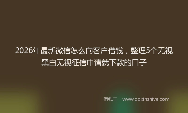 2026年最新微信怎么向客户借钱，整理5个无视黑白无视征信申请就下款的口子