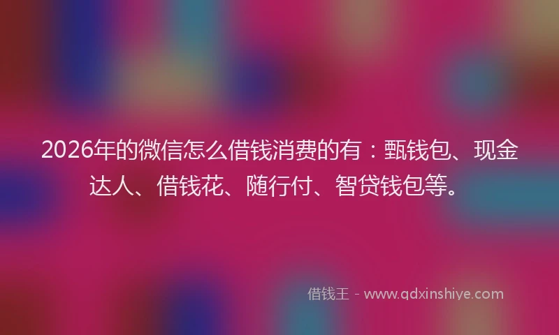 2026年的微信怎么借钱消费的有：甄钱包、现金达人、借钱花、随行付、智贷钱包等。