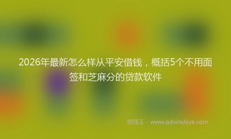 2026年最新怎么样从平安借钱，概括5个不用面签和芝麻分的贷款软件